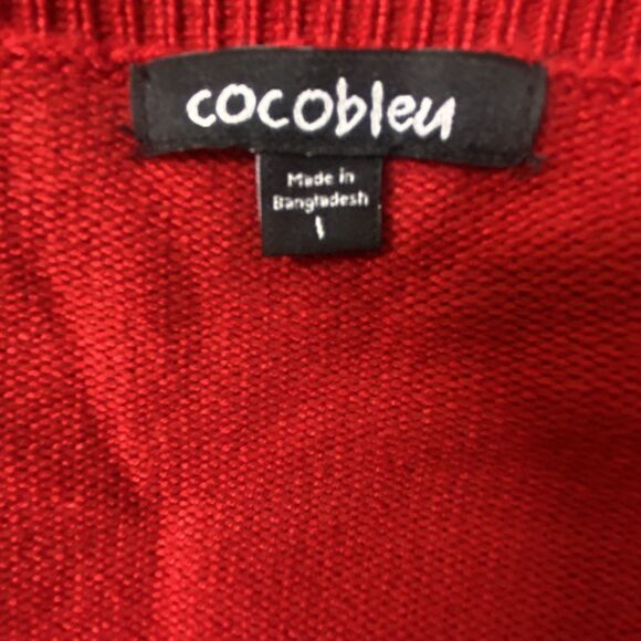 Cocobleu Women’s Large Red Heart Knit Long Sleeve Soft Crew Neck Sweater - Picture 6 of 7